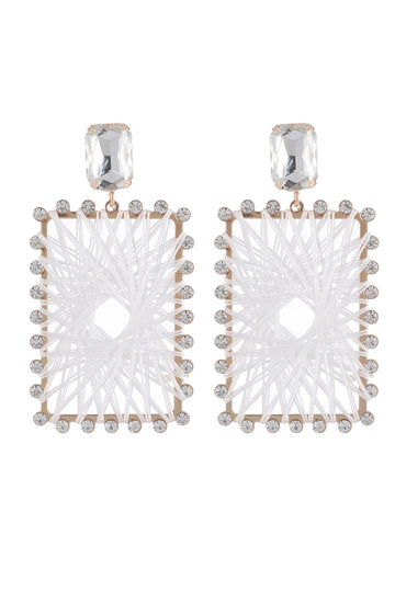 Rhinestones Square Braided Earrings